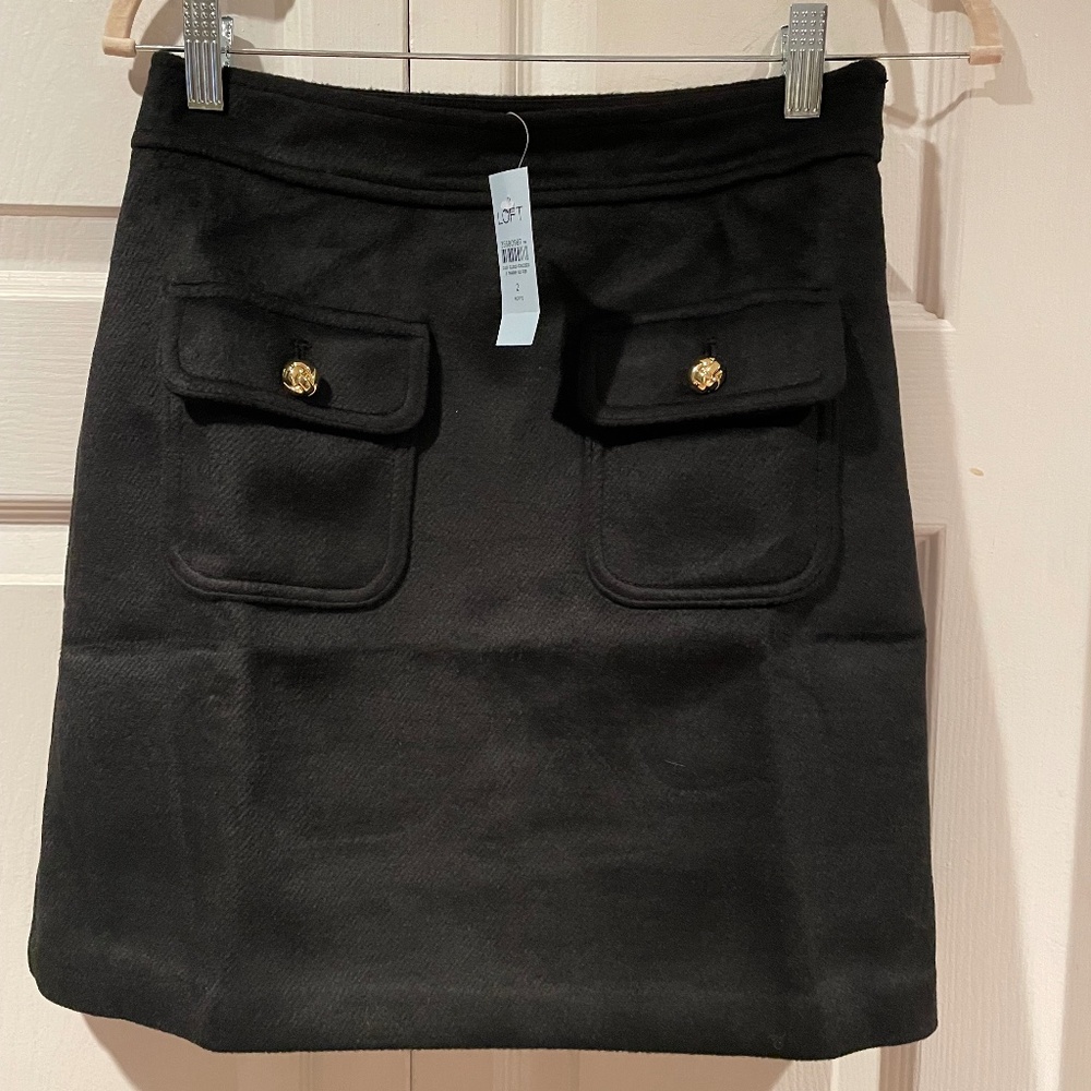 Loft Button Pocket Shift Skirt